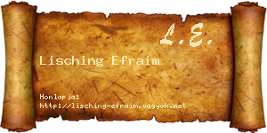 Lisching Efraim névjegykártya